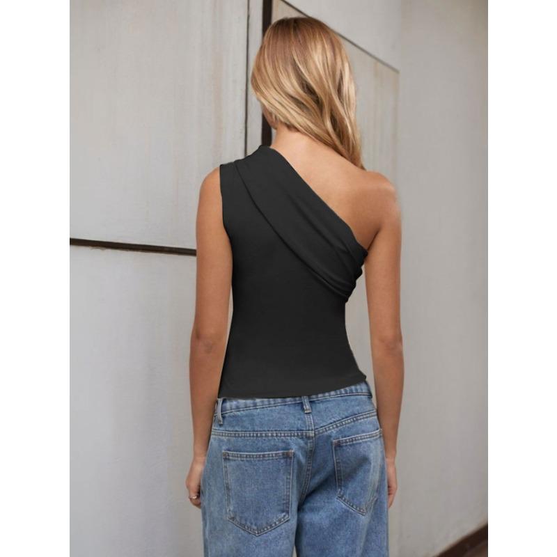 2026 Hot-selling Hot-selling Women's Sexy One-shoulder T-shirt Spring and Summer New Slant Collar Off-shoulder Pure Lust Top