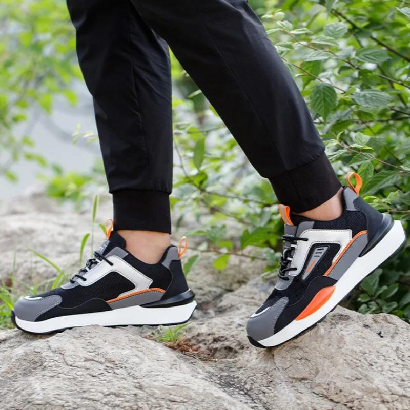 Fashion High End Shock Absorption Wear Resistant Men Working Safety Shoes Anti Smashing Puncture Protection Labor Protection Shoes