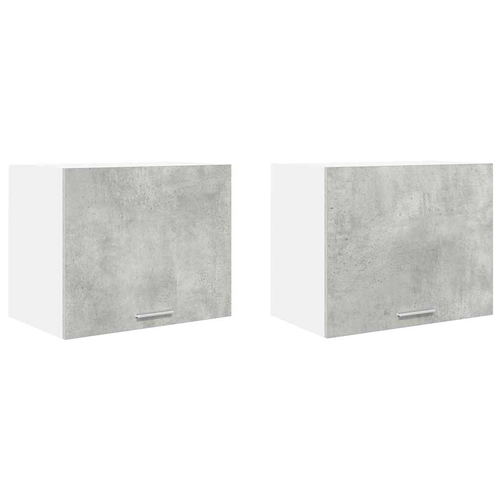 Hanging Cabinet with Door 2 pcs Concrete Grey and White 50 x 31 x 40 cm
