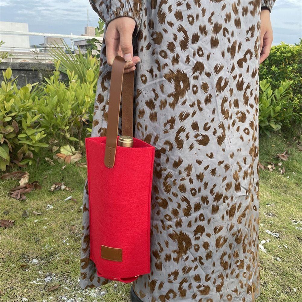 Solid Color Wine Bag Single Double Red Wine Pouch Simple Bottle Carrier