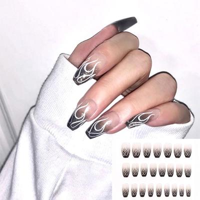 Detachable Full Cover Manicure Tool Nail Tips Flame Ballerina False Nails Wearable Fake Nails