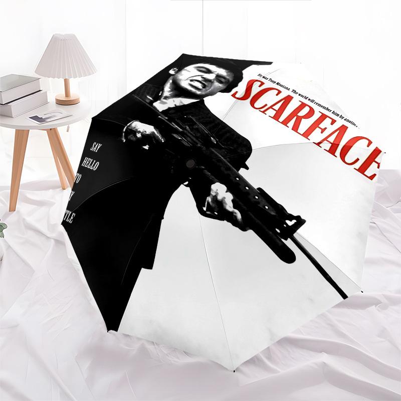 1pc Scarface Say hello to my little friend Automatic Open Close Umbrella Windproof Canopy, Automatic Open Close Button10217