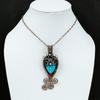 Blue Carved Bone Face Pendant Copper Wire Wrapped Gemstone Pendant Italian Coral & Arizona Turquoise Pendant Copper Jewelry Handmade Pendant