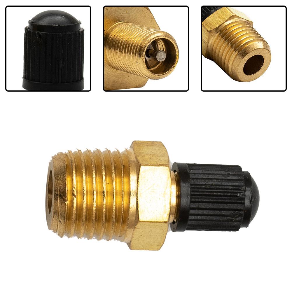 1/4 Inch NPT Brass Air Tank Fill Valve Solid Nickel Plated Brass Air Compressor Tank Fill Valve With Installed Core Plastic Cap
