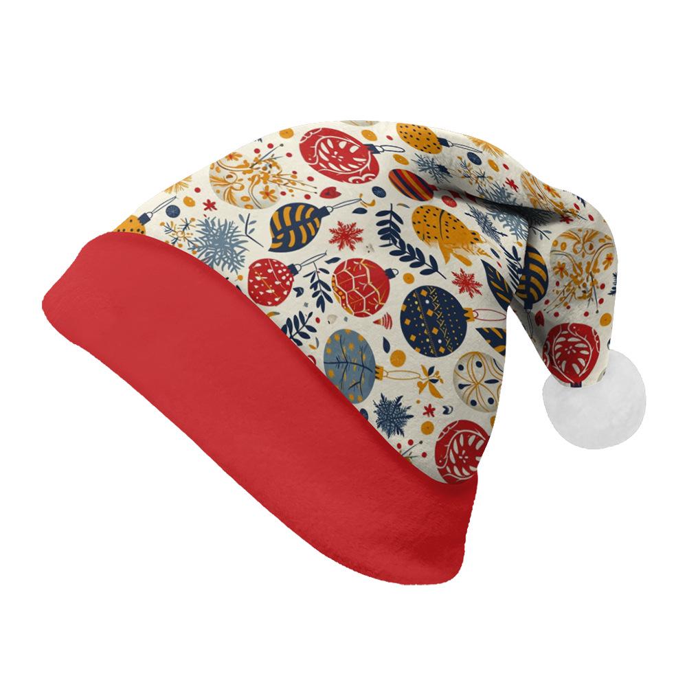 2024 Pluszowa Czapka Świąteczna z Nadrukiem Łosia dla Dorosłych i Dzieci - Podszyta Polarem, Dwustronna, z Dużym Rondem