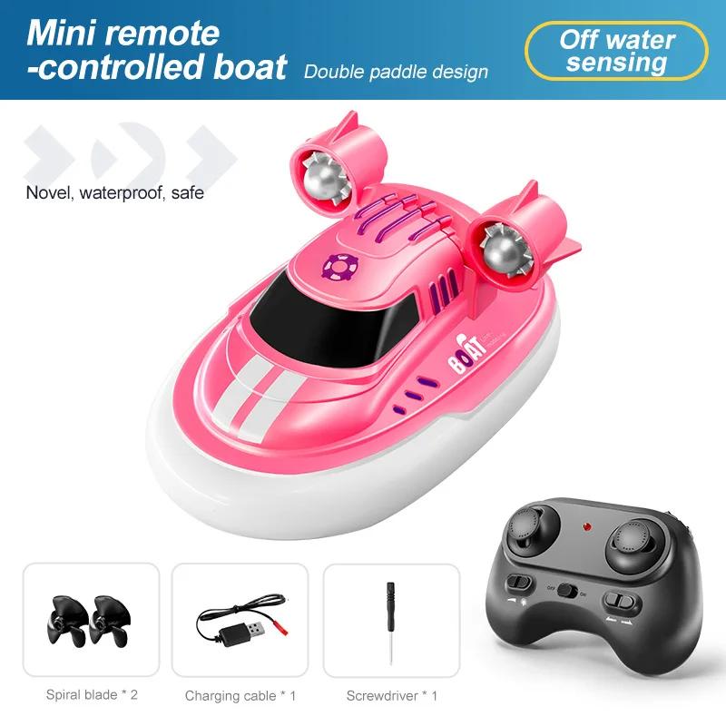 1/32 Rc Boat Mini Remote-Controlled Boats Outdoor Water Speedboat Double Motor Electric Charging Speedboats Children's Toy Boys