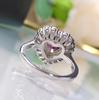 Longlongjin S925 Silber Herzförmiger Rosa Simulierter Diamanten Cluster Ring