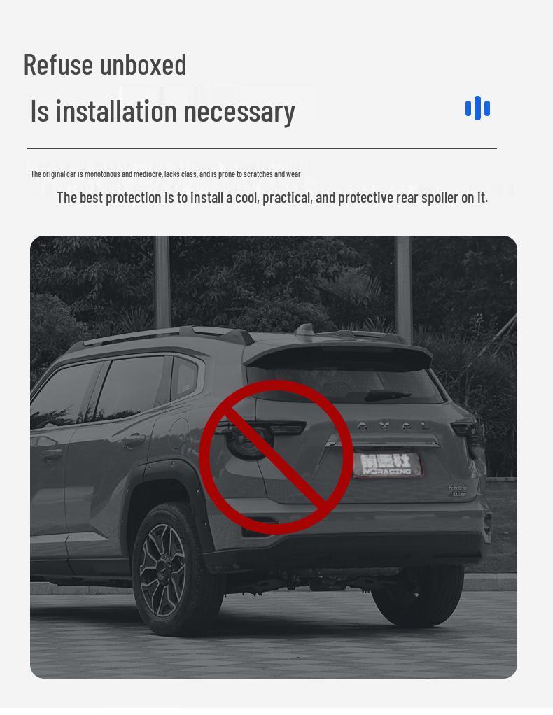Haval Big Dog MC Sport Rear Spoiler - Glossy Black, No Drilling Needed