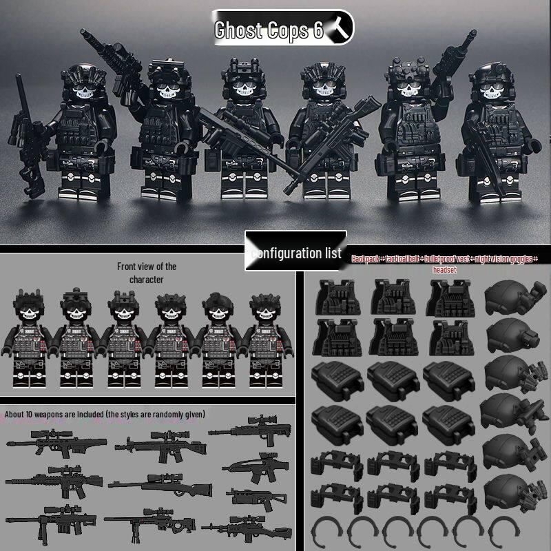 Delta Military Special Forces Police Figure Building Blocks - Ghost Soldier Assembly Toy for Kids