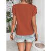 Camisa Casual Chic de Talla Grande para Mujer - Diseño Ligero de Manga Corta con Pétalos, Top Transpirable de Color Puro