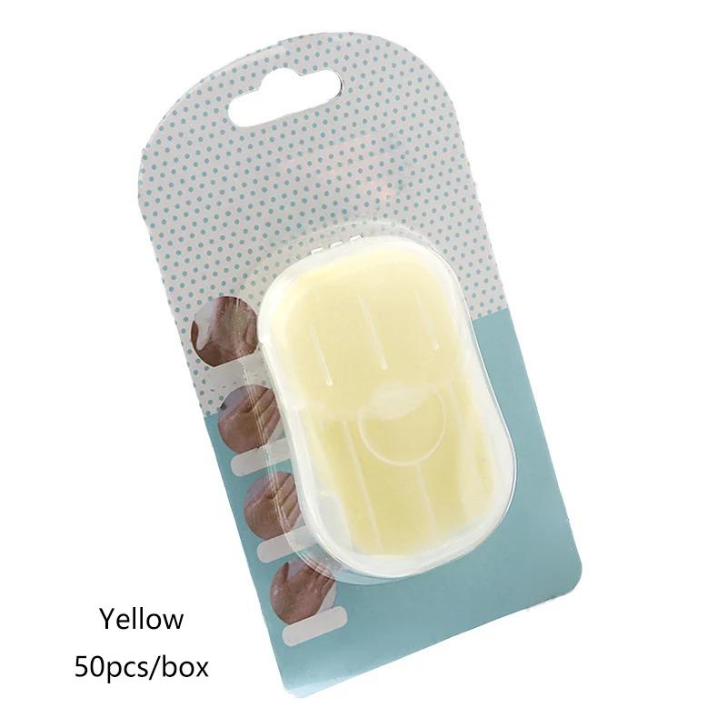 50Pcs Portable Hand Wash Soap Paper Scented Foaming Tablets - Bathroom & Outdoor Camping Travel Clean Soap Slices Box