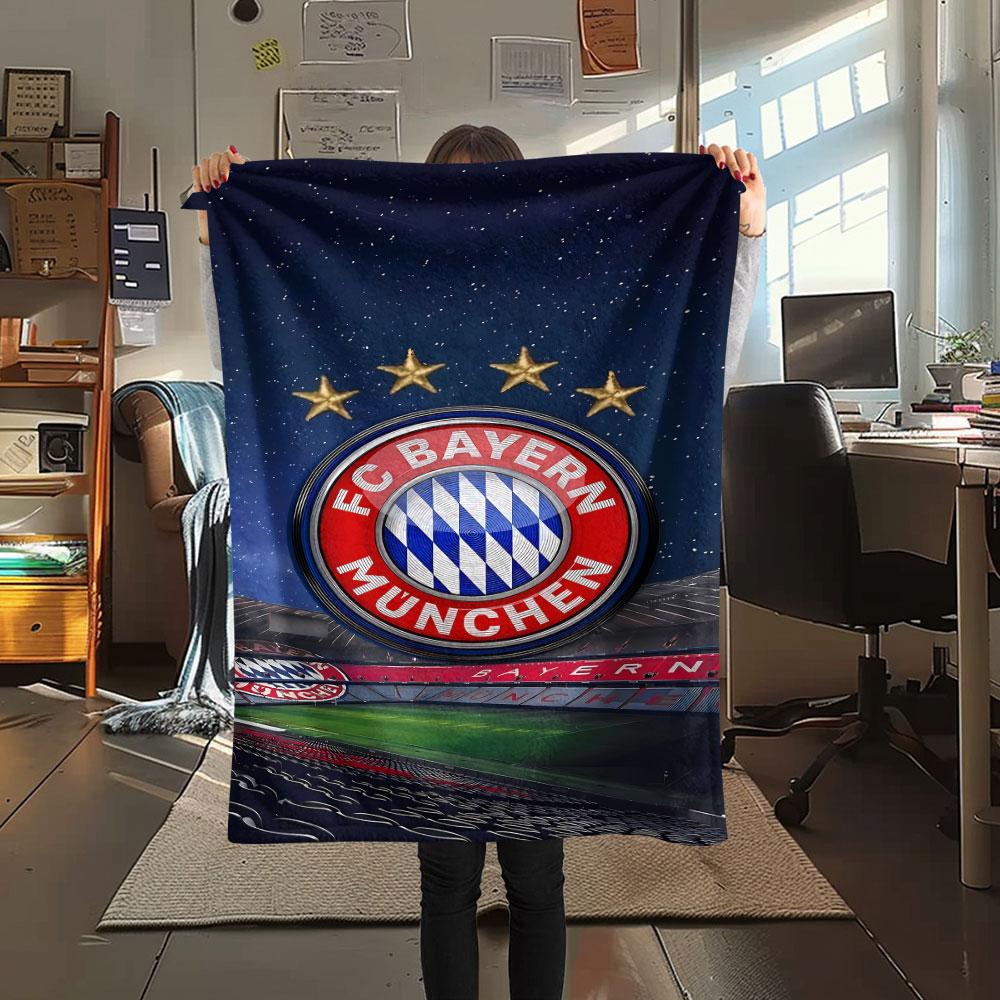1PC FC Bayern Munich Patterned Flannel Blanket Suitable For All Seasons for Home Decor Warmth and Comfort Gifts Holiday Present