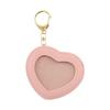 Cute Heart Shape Badge Holder Keychain Anime Pin Pendant PU Leather Display Protector Bag for Students and Collectors