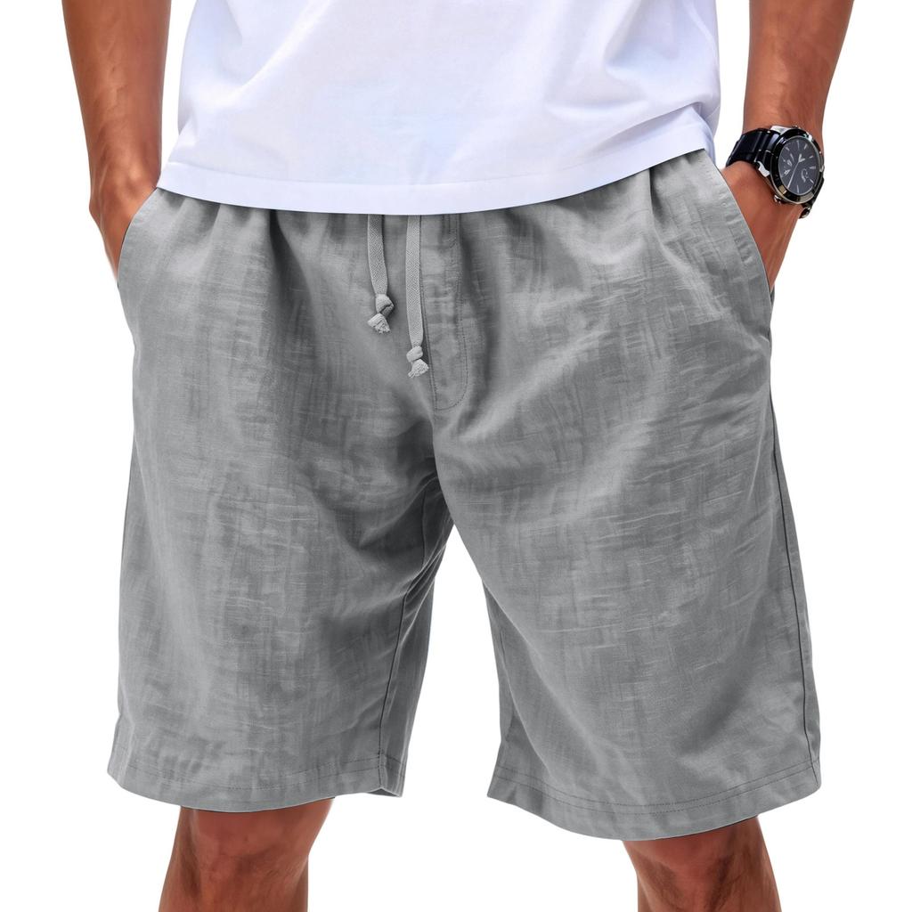 Men's Linen Casual Beach Shorts | Elastic Drawstring Waist Lightweight Shorts For Summer Daily Wear