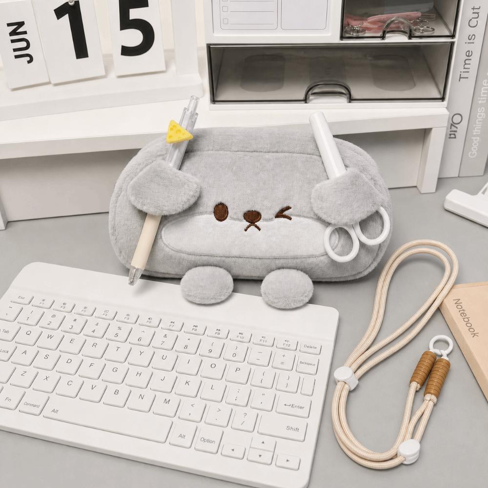 Otter Shape Pen Bag Plush Stationery Bag Portable Pencil Case  School Supplies