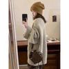Autumn and Winter Loose Knitted Cardigan Women's Sweater Coat Fashion Elegant Simple Medium and Long Thickened Outer Jackets Casual Pockets Clothing