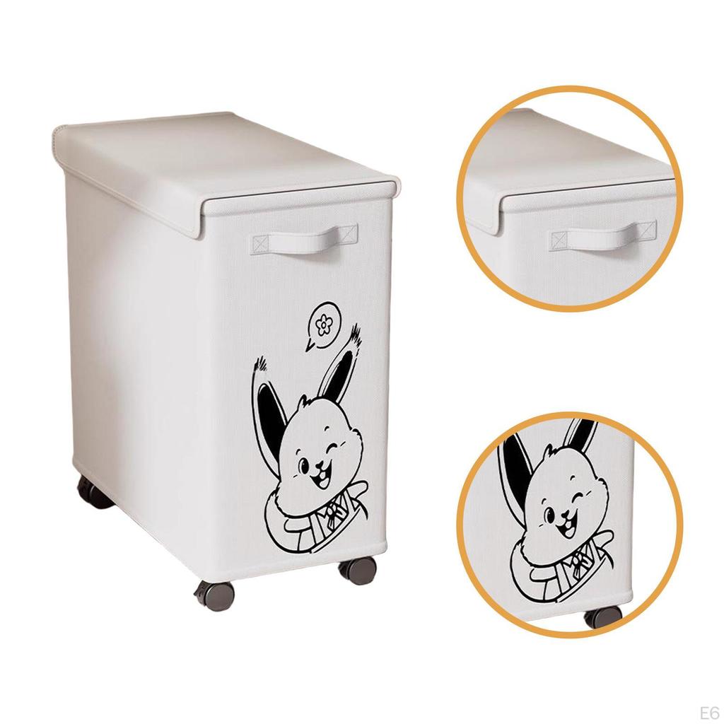 Laundry Basket with Wheels And Lid for Under The Desk, Storage Cafe,