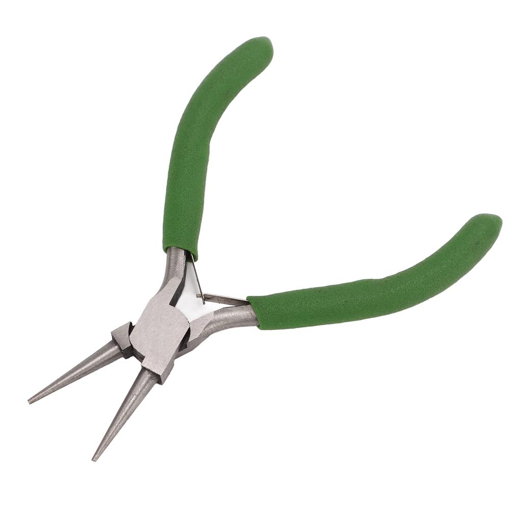 Round Nose Pliers Green Nonslip Handle Effort Saving Carbon Steel Sturdy Rustproof Durable Widely Used Jewelry Pliers