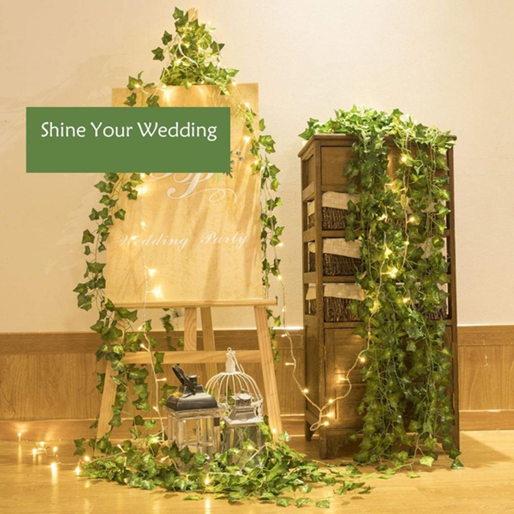 2M Künstliche Grüne Ranken Pflanze Simulation Efeu Girlande Hängend Falsche Blumen Blätter Rattan Grünzeug Wand Hochzeit Dekoration Pflanze