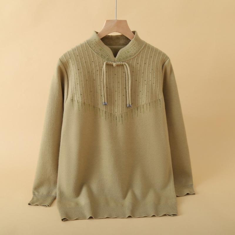 Mom's Autumn and Winter New Long-sleeved Sweater Medium and Old Women's Clothing Top Fashionable and Thin Bottoming Shirt Tide