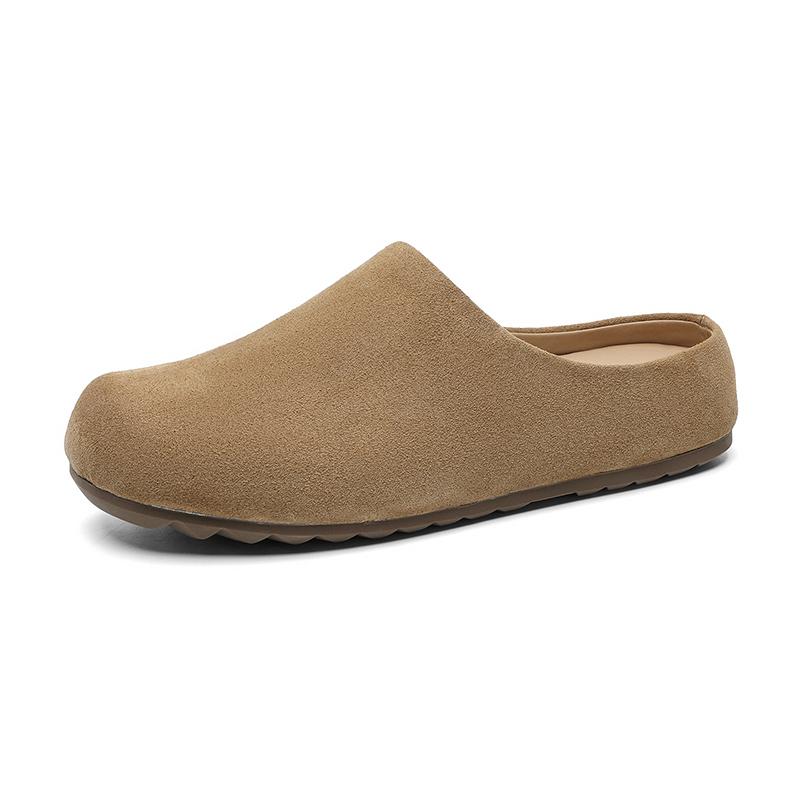 

Plus Size 45 46 Mules Man Slip On Flats Half Shoes for Men Open-back Flat Sneakers Casual Shoes Suede Leather Slide Sandals 2026 38
