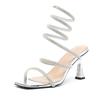 Summer Snake Twine Around Crystal Women Sandals  Rhinestones Thin High Heels Gladiator Sandals  Party Prom Shoes