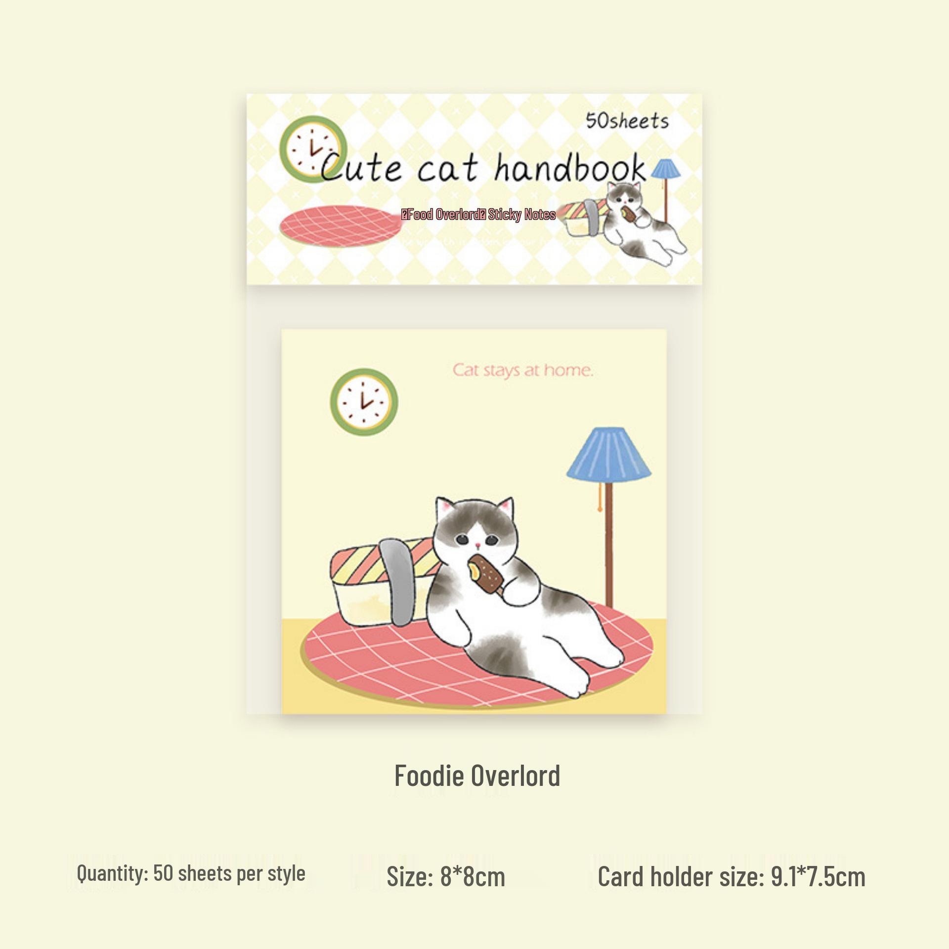 Adorable Cat Sticky Notes: Girly Cartoon Memo Paper for Students 50 Sheets