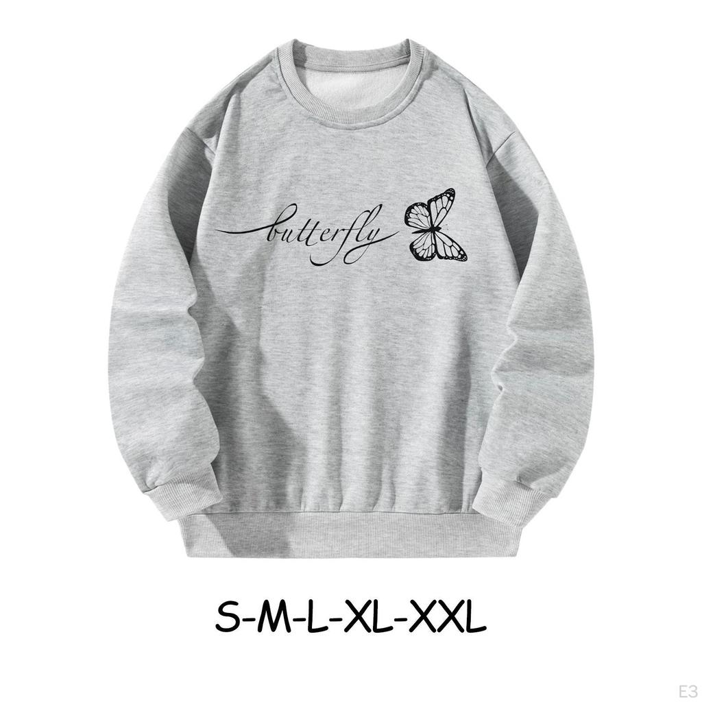 Women Crewneck Sweatshirt Long Sleeve Tops Drop Shoulder Oversized Loose for Vacation Daily Wear