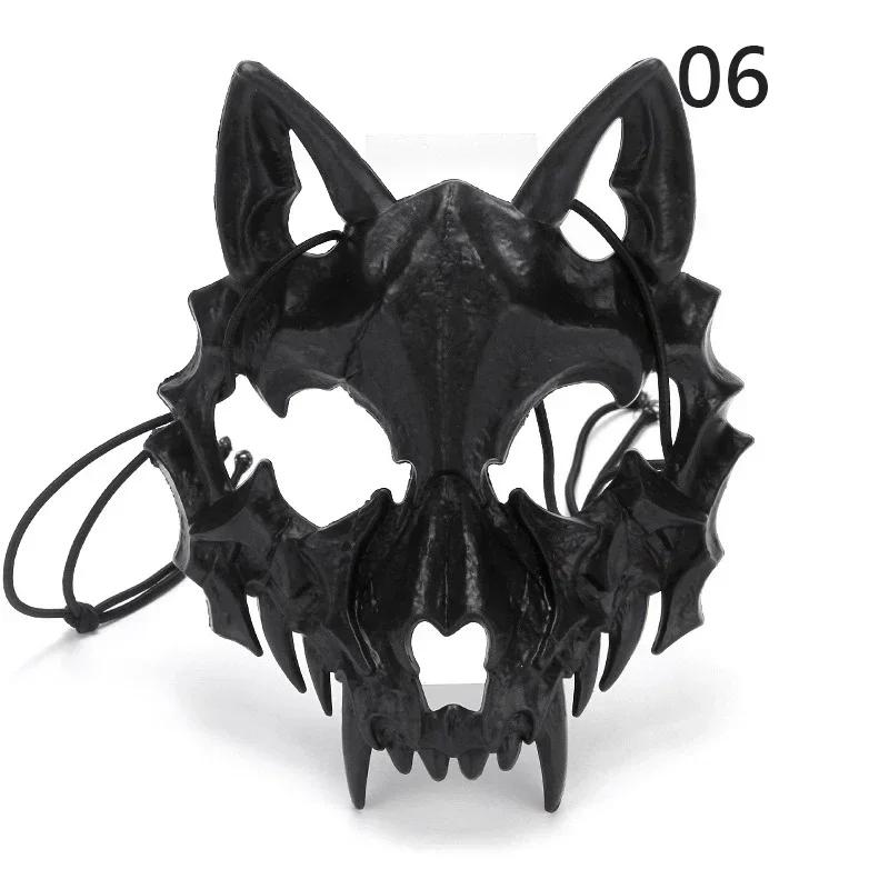 Half Face Skull Mask with Long Teeth Demon Skeleton Design for Party Halloween Cosplay Costume Prop Terror Masquarade Mask