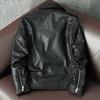 New Korean Style Sheepskin Waxed Leather Jacket Men's Biker Coat Fashionable Spring Autumn Outerwear