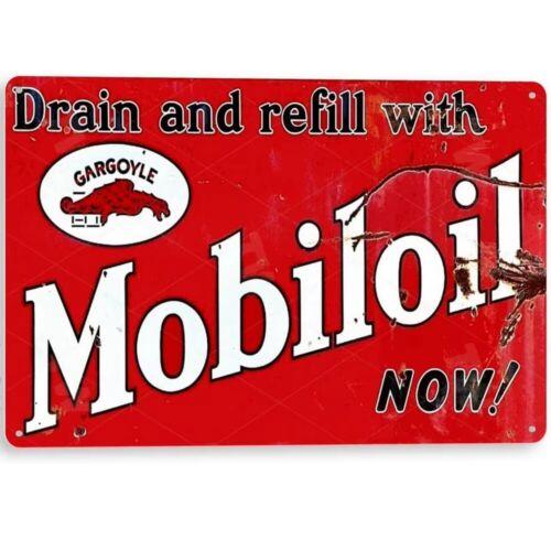 

Gargoyle Mobiloil Tin Sign Retro Garage Wall Art Distressed Auto DecorAluminum 20x30cm（7.8x11.8inch）