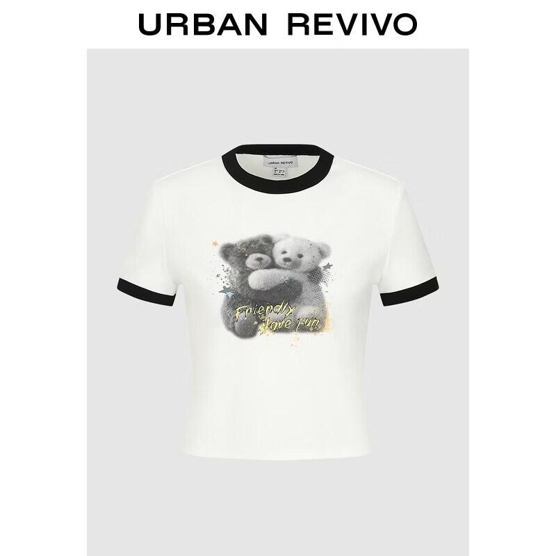 

UR Women s Bear Print Color-block Casual T-Shirt L