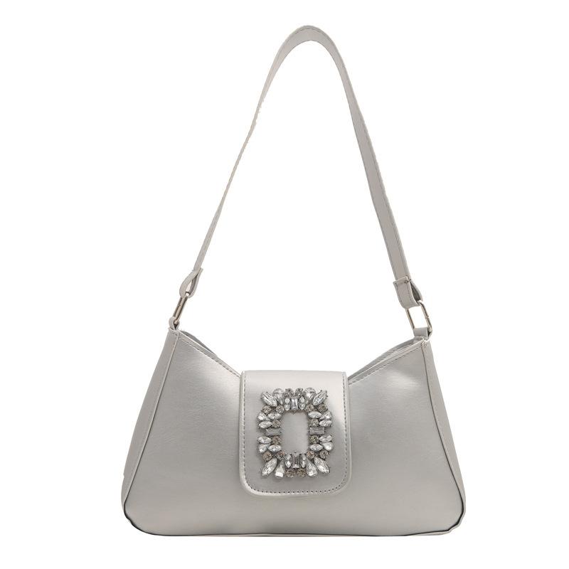 

Модна жіноча сумка під пахвами 2024, весна-літо, нова фактурна багетна сумка, універсальна сумка через плече, сумка-месенджер срібний