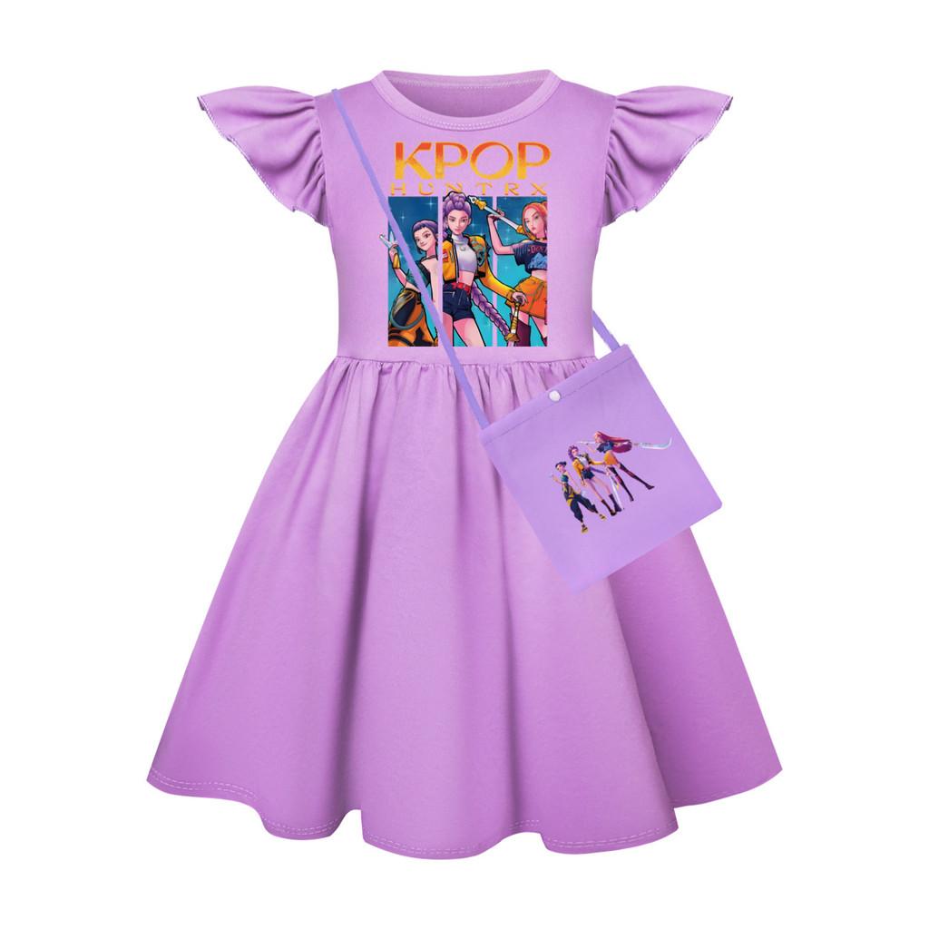 Vestido de Dormir Curto Kpop Demon Hunters Girl com Barra Franzida Para Conforto Ki