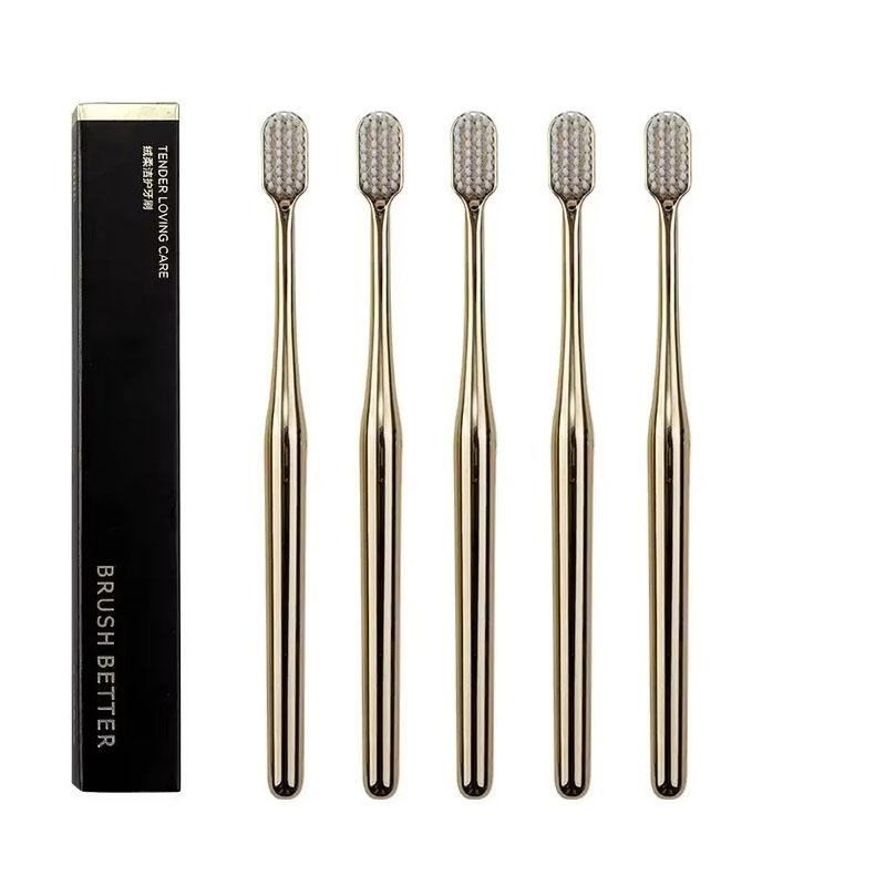 5/10pcs Luxury Soft Toothbrush Men Women Adult Tooth Brush Gold Silver Dental Brushes Elegance Gentle Toothbrushes Drop Shipping