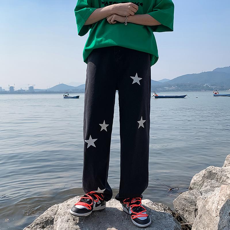 

Мужские джинсы свободного кроя с принтом весна/осень - широкие брюки в стиле хип-хоп в гонконгском стиле Extra Large