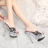 Ladies Stiletto Shoes Sexy Catwalk Model Leopard Print Crystal Shoes 190 Series 15cm Heel 4.5cm Platform LFD