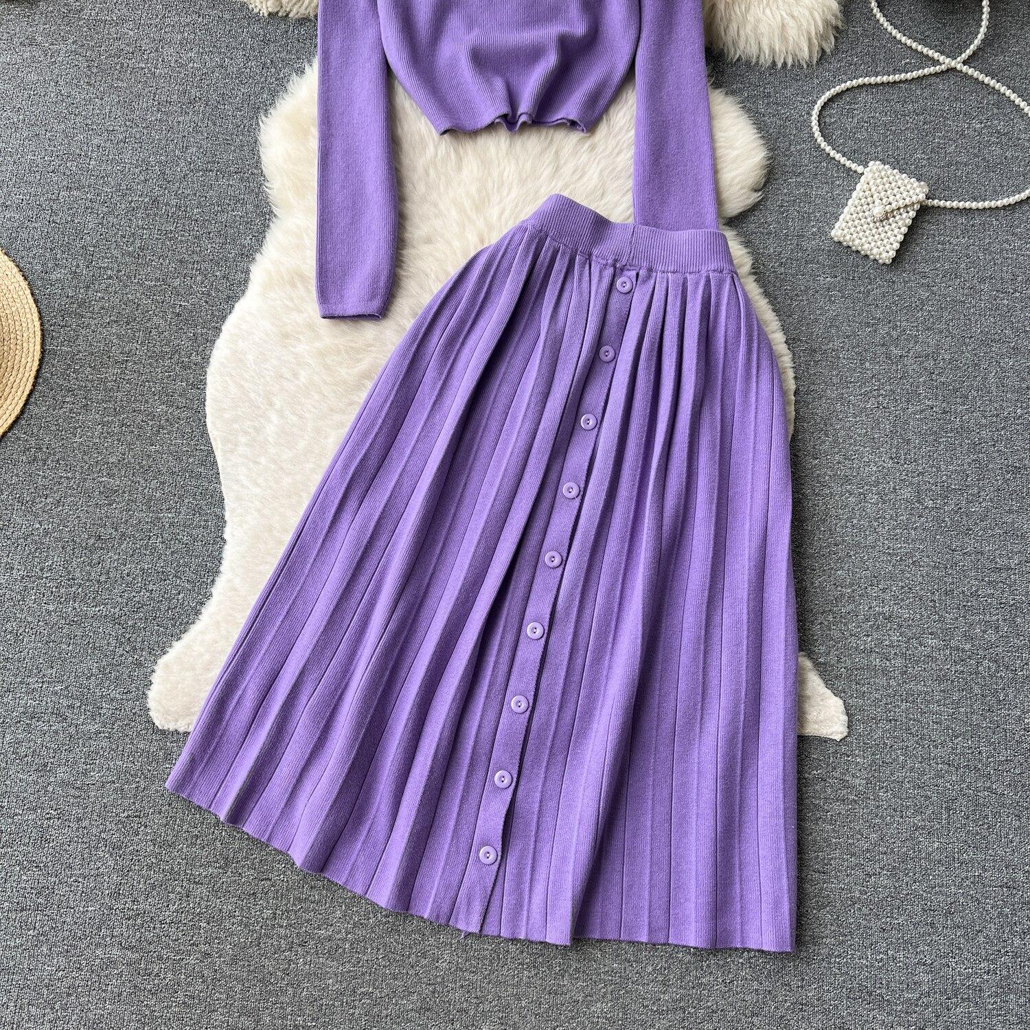 Высококачественный вязаный модный комплект в ленивом стиле — фото 13