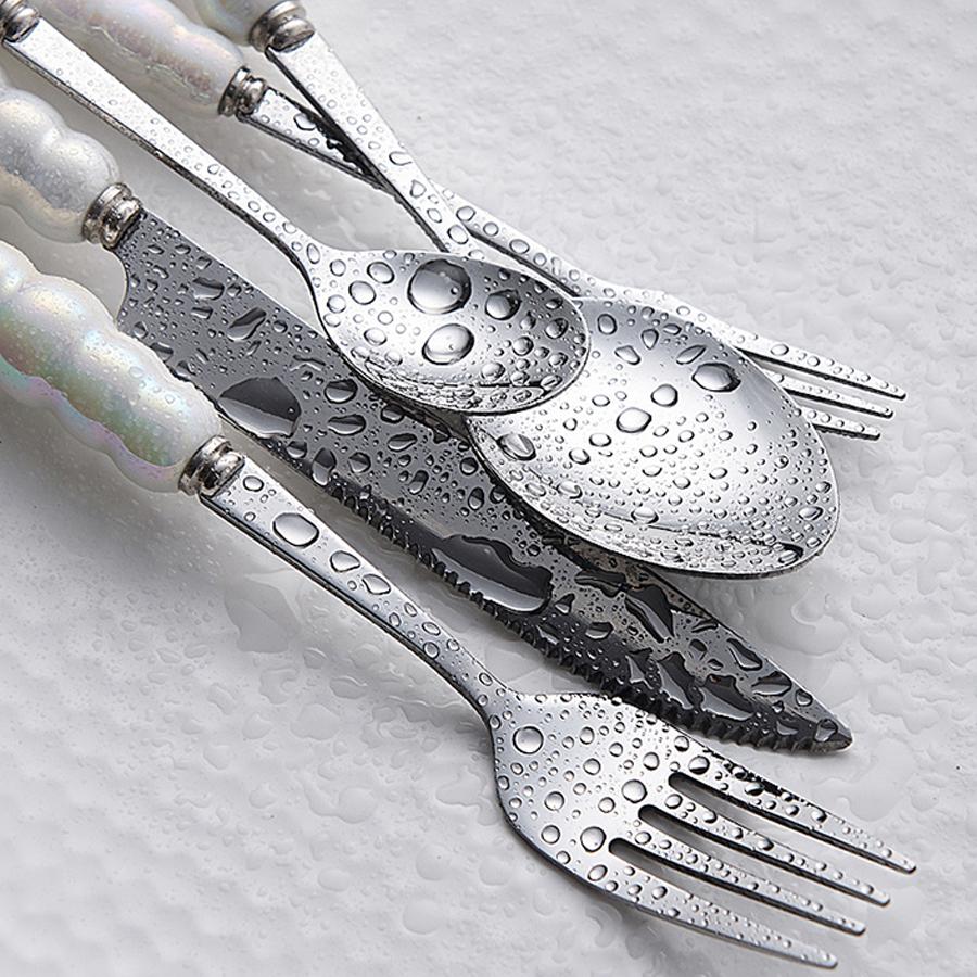 3/5 Pcs Ceramic Handle Knife Fork Spoon Set Stainless Steel Cutlery Set Western Knife Gift Box Household Kitchen Supplies