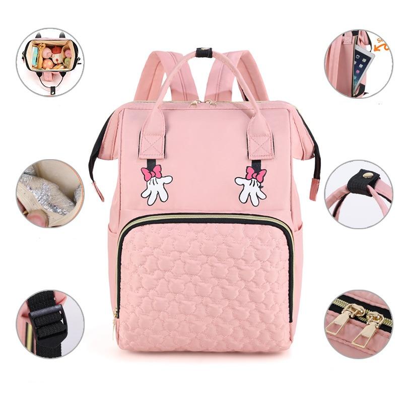 Embroidery Name Large Capacity Mommy Bag Portable Outdoor Travel Multi Compartment Mother and Child Multi Functional Backpack