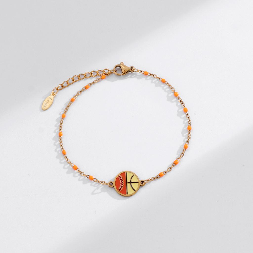 Women's Cross-border Creative Design Stainless Steel Soccer Beaded Bracelet European American-Style Minimalist Fashion Gift