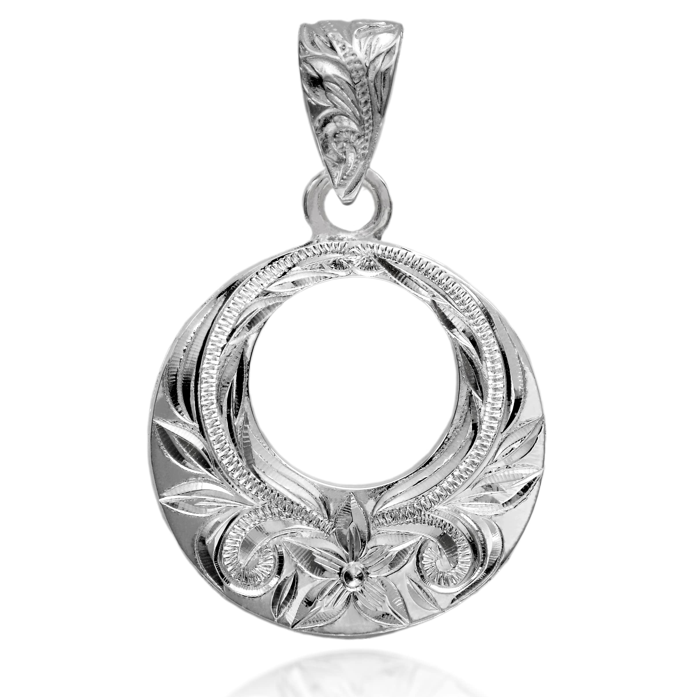 

Leilani Hawaiian Jewelry Circle Pendant Necklace for Men, 925 Sterling Silver (Chain Not Included)