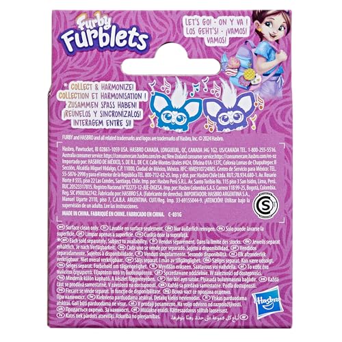 Hasbro Furby Furblets Groovy Mini Friends, 45+ sounds, Furby language only, electric stuffed toy, for ages 6 and up, Purple G1400, Authentic