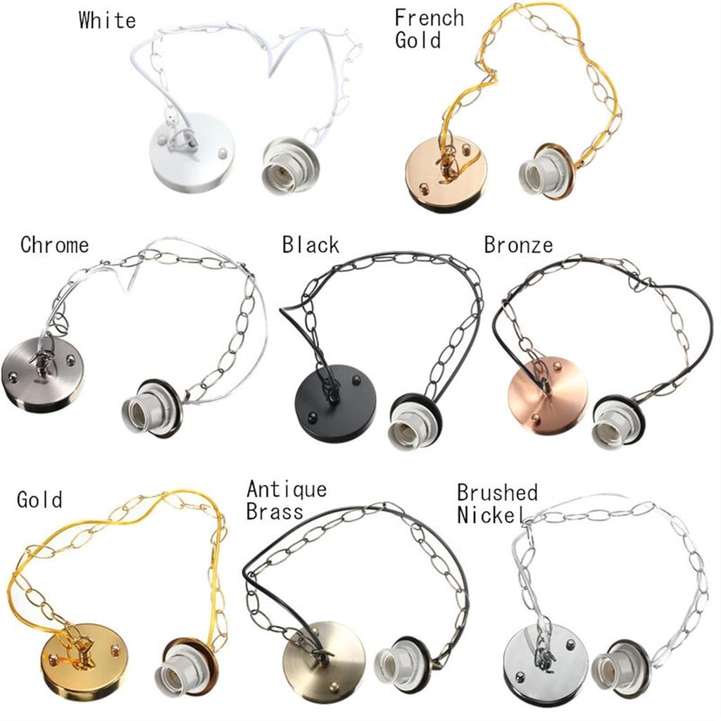 E27 Vintage Lamp Base Ceiling Rose Chain Pendant Light Bulb Holder Screw Socket Fitting Kit for Retro Incandescent Lamp Holder