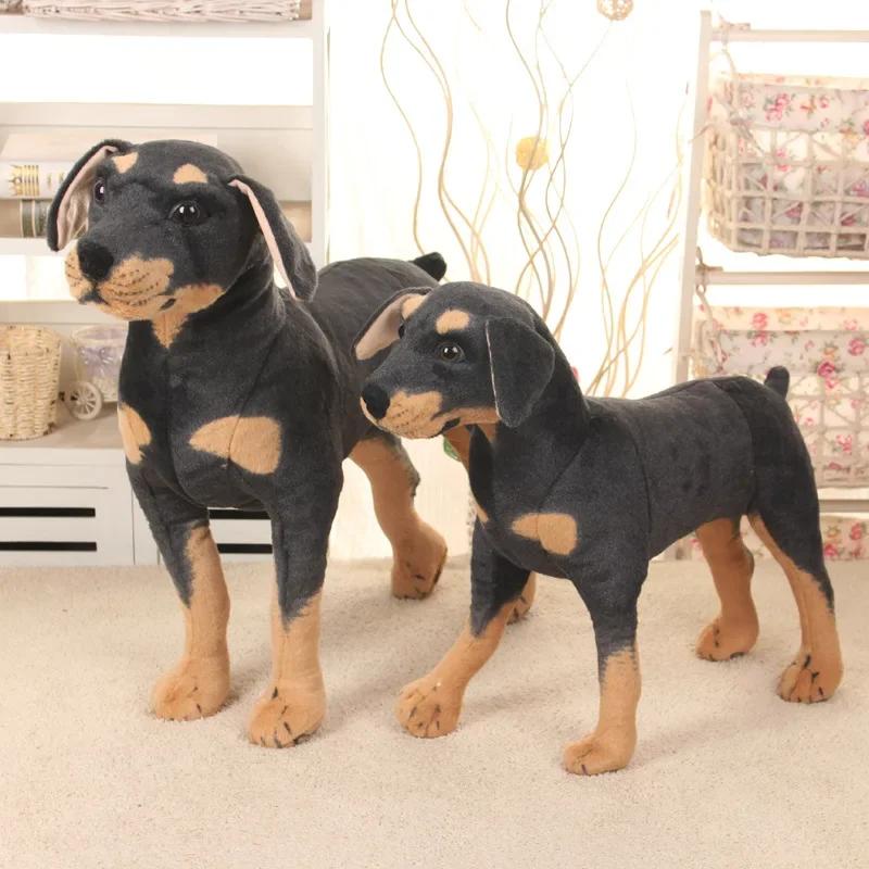 Realistic Standing Black Dog Stuffed Plush Toy Simulation Animal Doll Kids Gift Photo Shooting Props Children Comfort Plush Toy