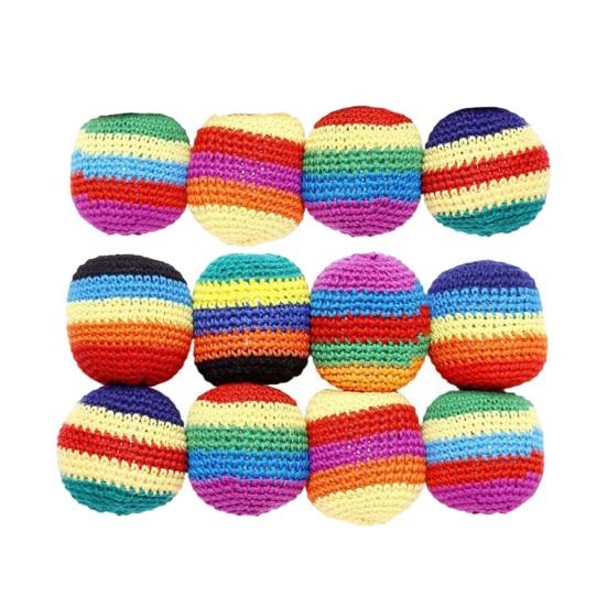 Handmade Sack, Set, Soft Juggling Balls Knitted Footbag Filled Throwing Beanbag Toys