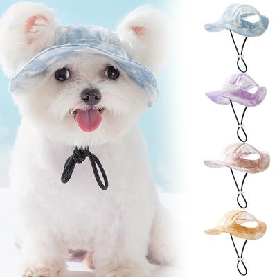 Outdoor Sun Hood For Dogs Cats Pet Hat Dog Hat Cat Tie Dye Fisherman Hat Cat Headdress Spring Summer Dog Birthday Party Hats