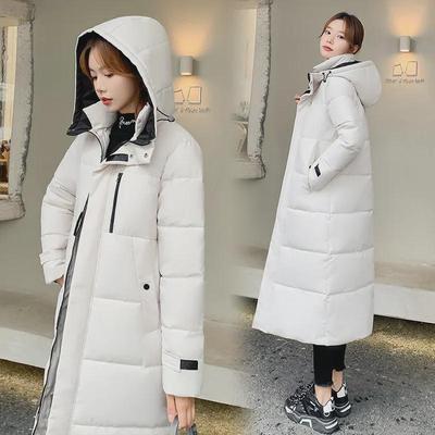 Korean Style Hooded Women's Long Over-Knee Winter Cotton Coat