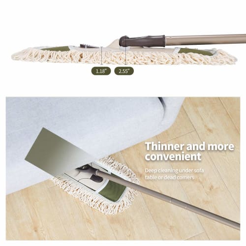 Eyliden Dust Mop with Two Reusable Washable Pads - One-Touch Replacement, Adjustable Height Handle, Wet & Dry Mop for Floor Cleaning, Hardwood, Lamina