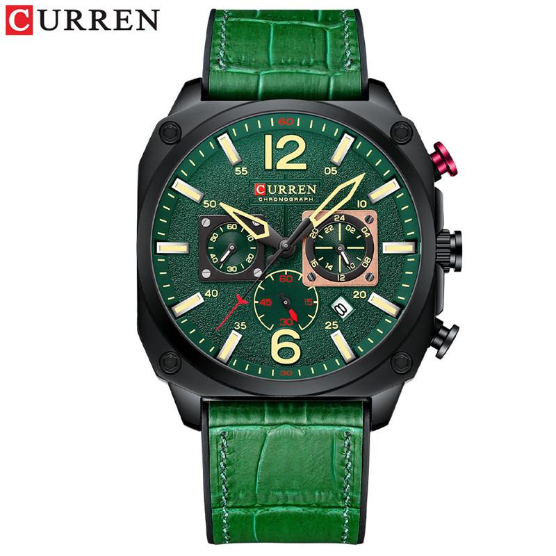 CURREN Chronograph Herren Armbanduhr Kalender Sport Herren Uhr Militär Top Marke Luxus Grau Echtes Leder Männliche Uhr Geschenk 8398